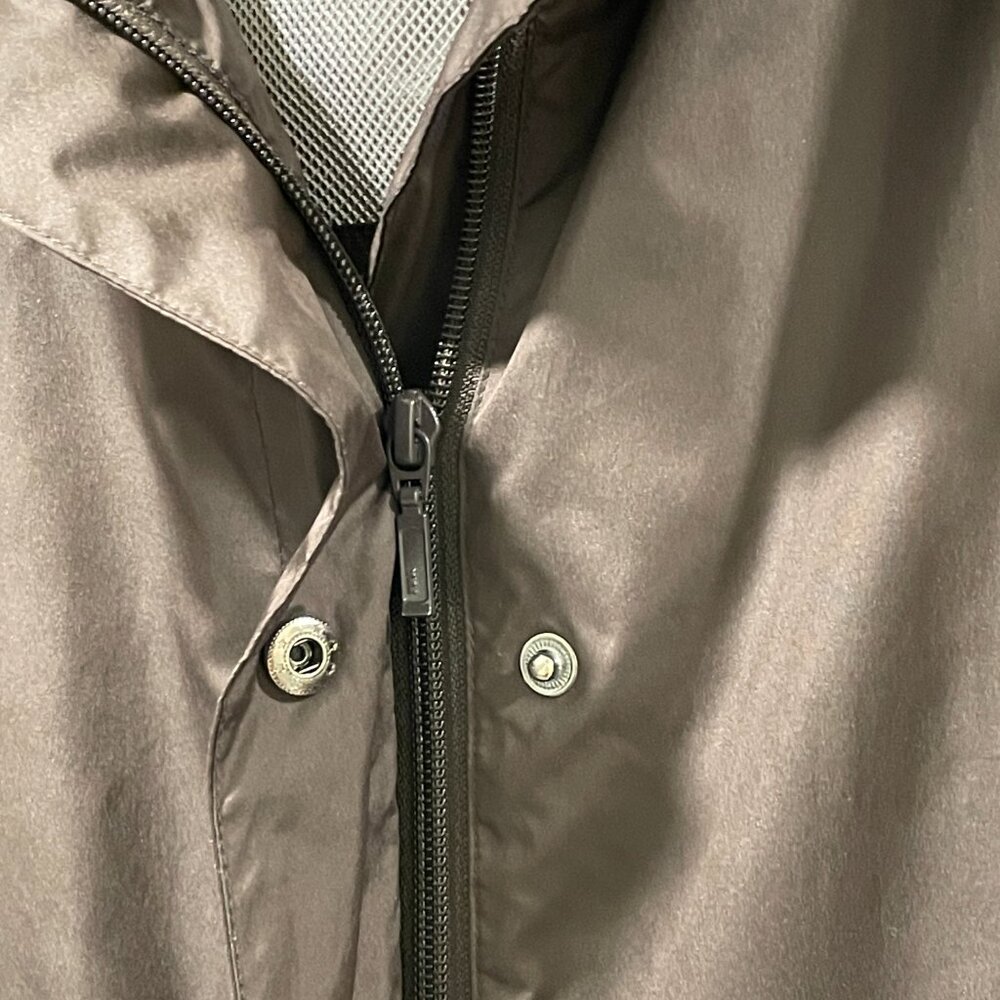 TALBOTS Brown Hooded Windbreaker Long Sleeve Lightweight Raincoat Women L - Picture 7 of 11